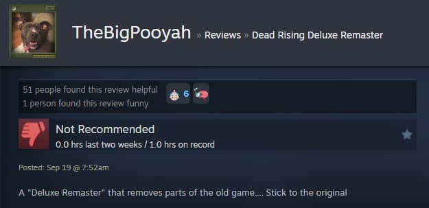 Εικόνα για ένα άρθρο με τίτλο Dead Rising Deluxe Remaster, όπως αποκαλύπτεται από το Steam Reviews